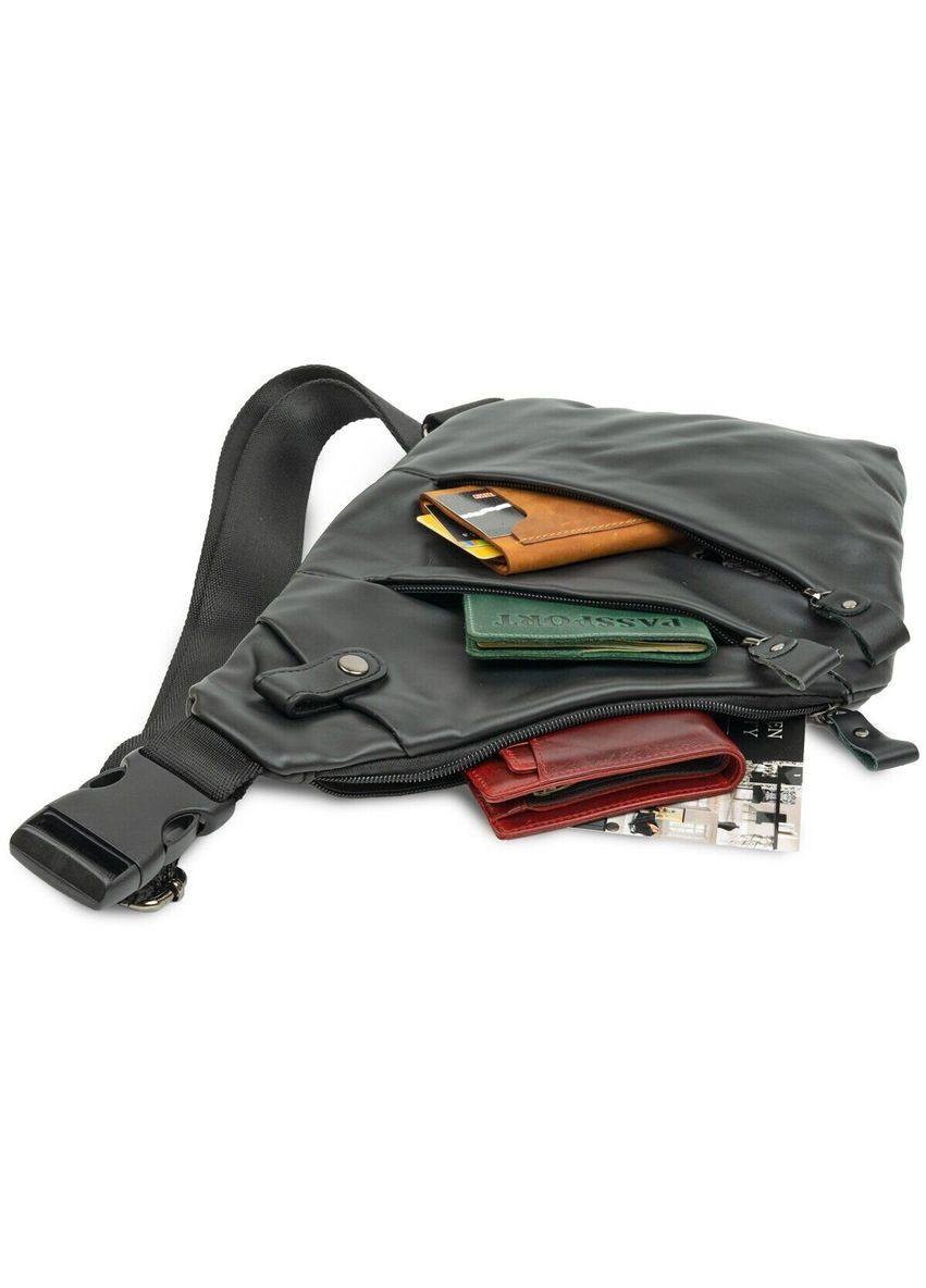 Мужская сумка через плечо из натуральной кожи с боковой молнией Vintage черная (sku_14997) No Brand (328922439)