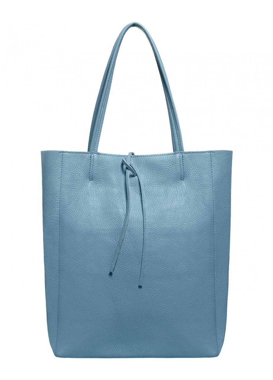 Шопер Денім - Італійська жіноча м’яка сумка-шопер із натуральної шкіри без підкладки на блискавці з внутрішньою кишенею та TAKEASY (350612615)