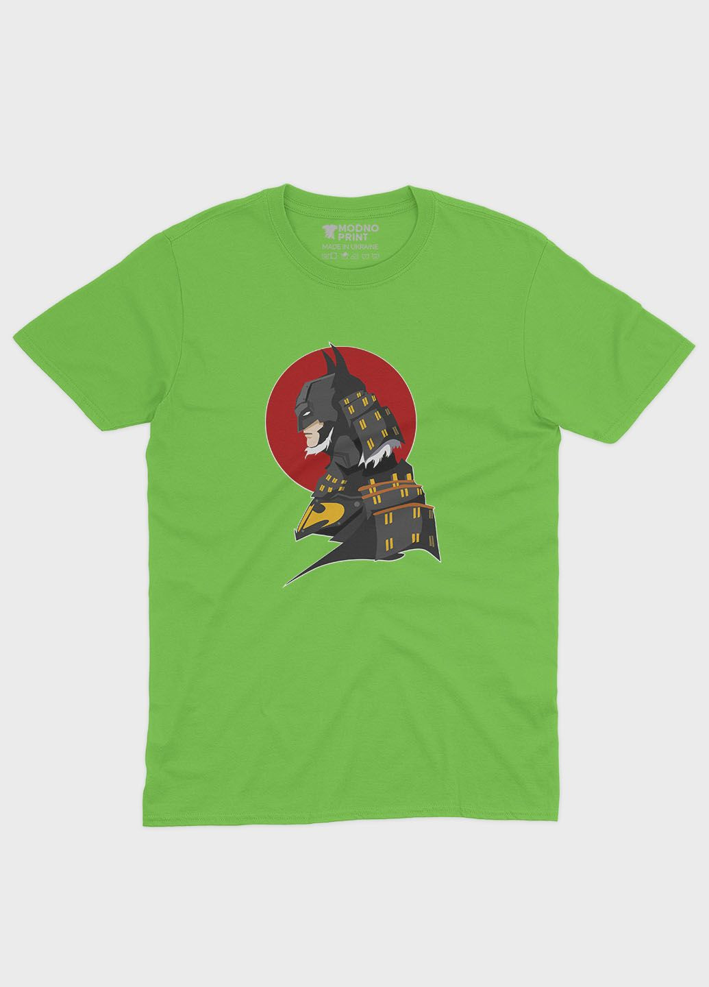 Салатовая демисезонная футболка для мальчика с принтом супергероя - бэтмен (ts001-1-kiw-006-003-028-b) Modno