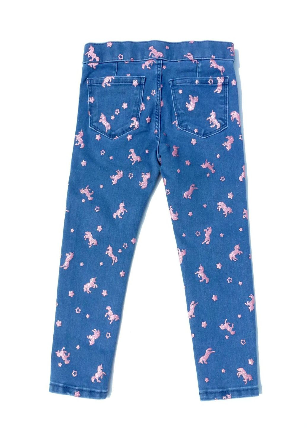 Голубые демисезонные прямые джинсы детские с оригинальной аппликацией Lefties