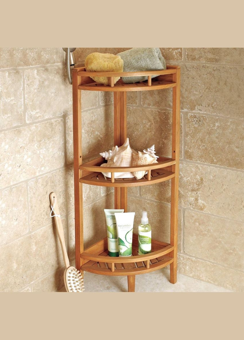 Стеллаж кутовий для ванної з дерева Барсена сієна (ВУГ-000605) No Brand (328091170)