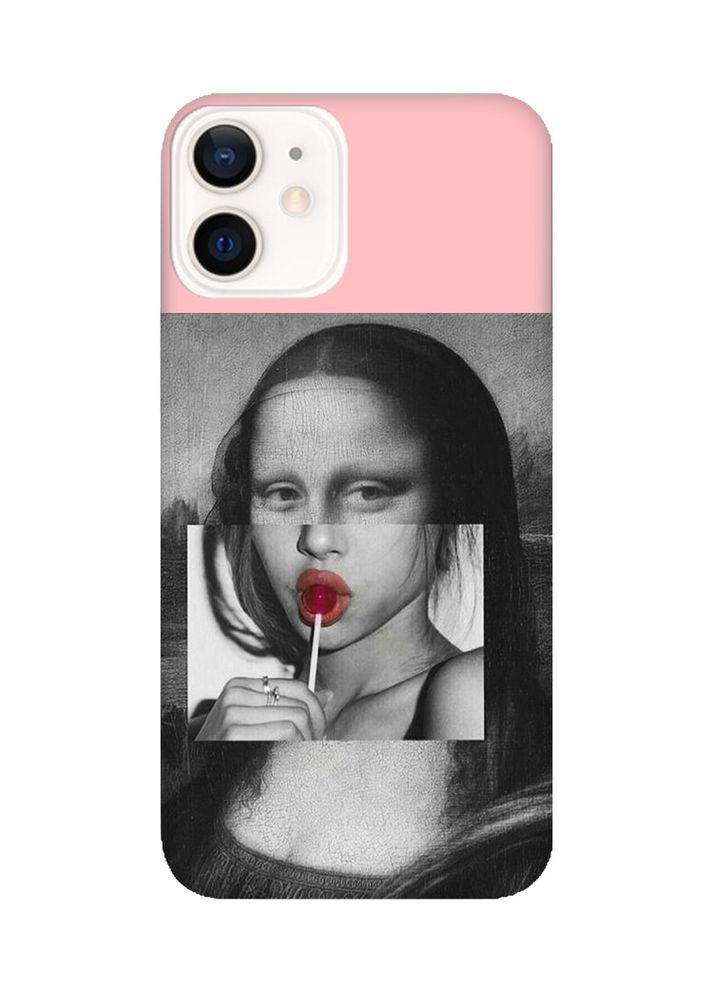 Матовий рожевий чохол на Apple iPhone 12 / 12 Pro (6.1):: Сучасна Мона Ліза (принт 351) Creative (360697055)