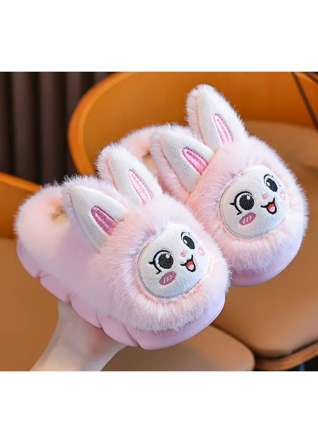 Цветные домашние тёплые тапочки лабубу 18.5 см розовые No Brand