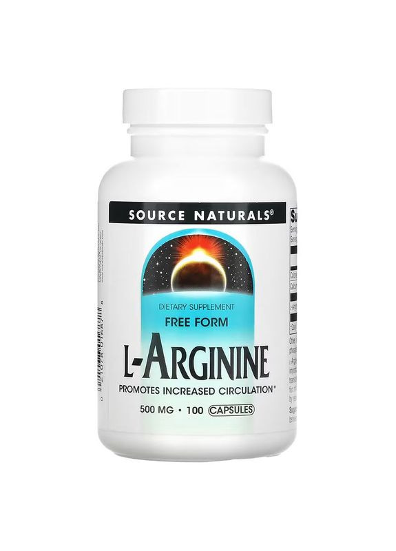 Аминокислота L-Arginine 500 mg, 100 капсул Source Naturals (333339309)