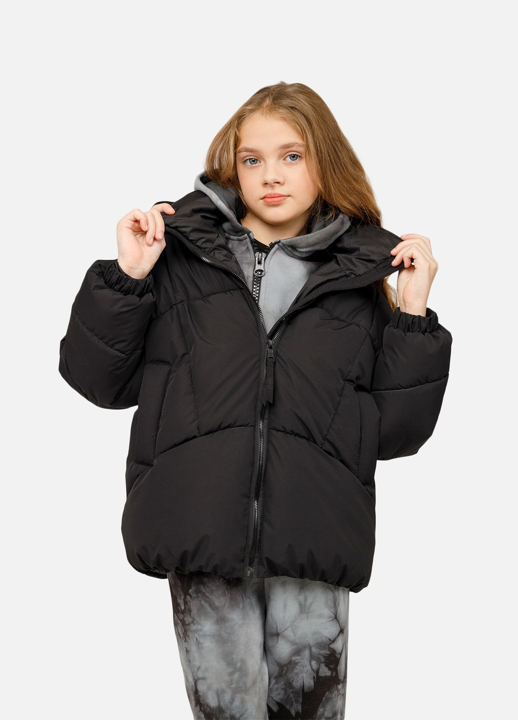 Черная зимняя куртка для девочки цвет черный цб-00255553 Yuki