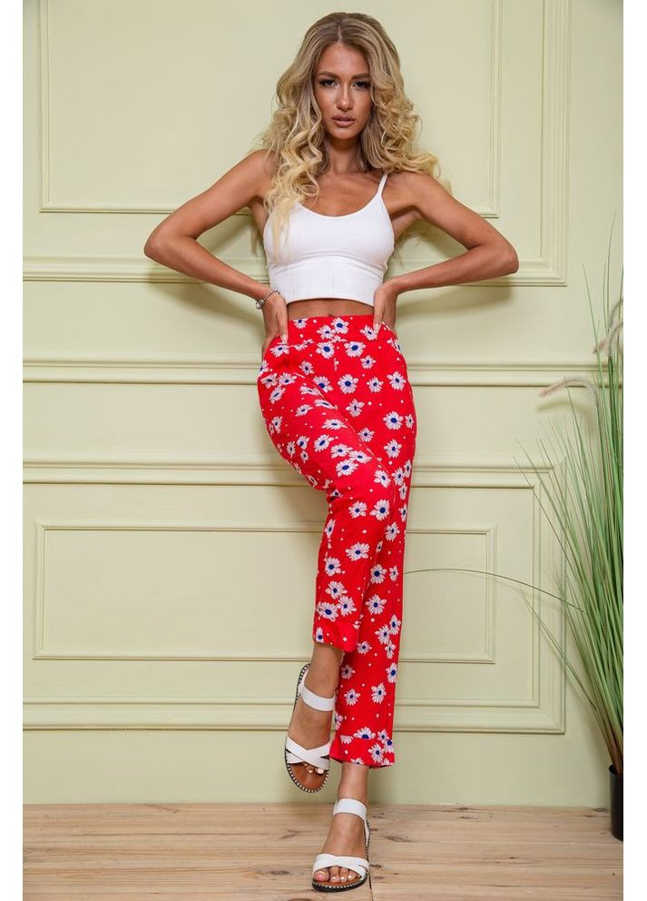 Женские бриджи на резинке, красного цвета в принт, Ager (315135252)