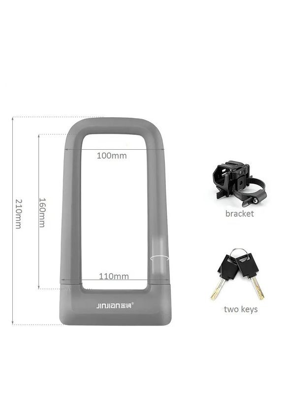 Замок скоба U-образный для велосипеда, на ключе, с креплением UN-80 No Brand (307289053)