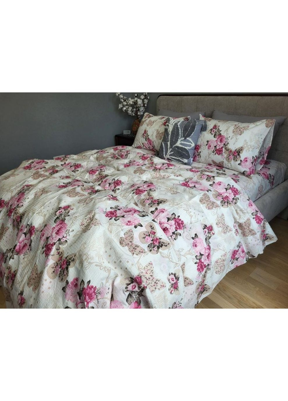 Постільна білизна з резинкою Мірра, ранфорс гофра (жатка) Евро розмір, наволочки 50/70 No Brand (363193127)