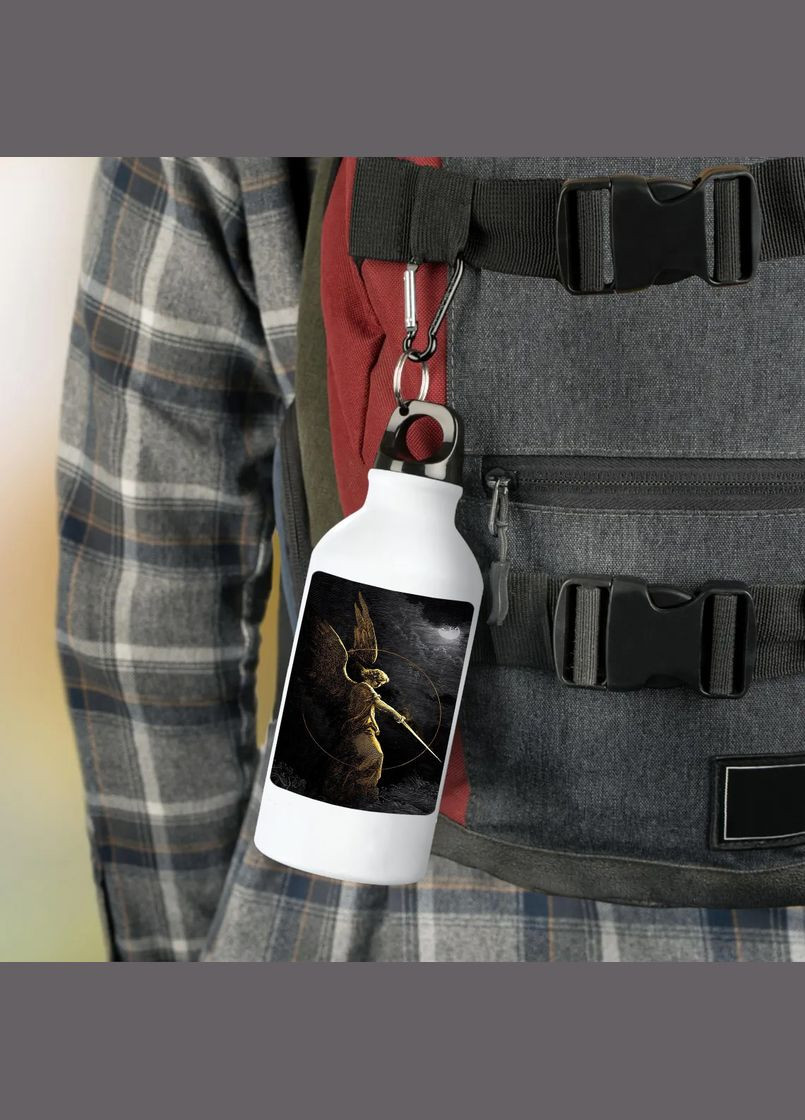 Фляга (пляшка) для води з карабіном 500 мл Металева (Туристична, Для кемпінгу, Для спорту) #150 500 мл Білий No Brand (323639576)