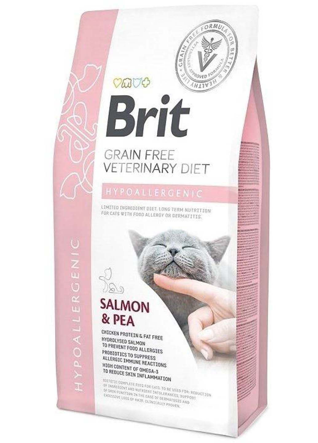 Сухой корм для кошек всех возрастов VetDiets при пищевой непереносимости с лососем и горохом 2 кг Brit (286472745)