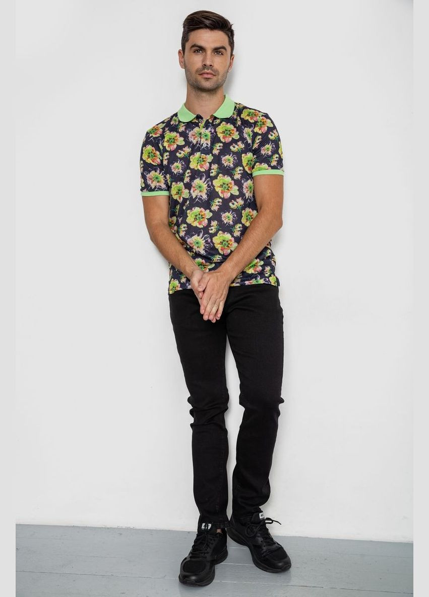 Черная поло мужское с принтом 247r306 с коротким рукавом Ager