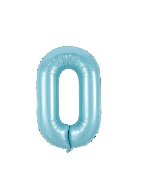 Фольгована кулька Цифра 0, ніжно блакитна (baby blue), 76 см No Brand (302313408)