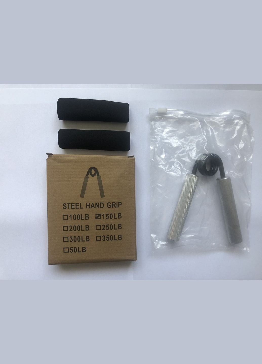 Эспандер кистевой металлический, 135 кг (300LB), с накладками, серый No Brand (313859901)