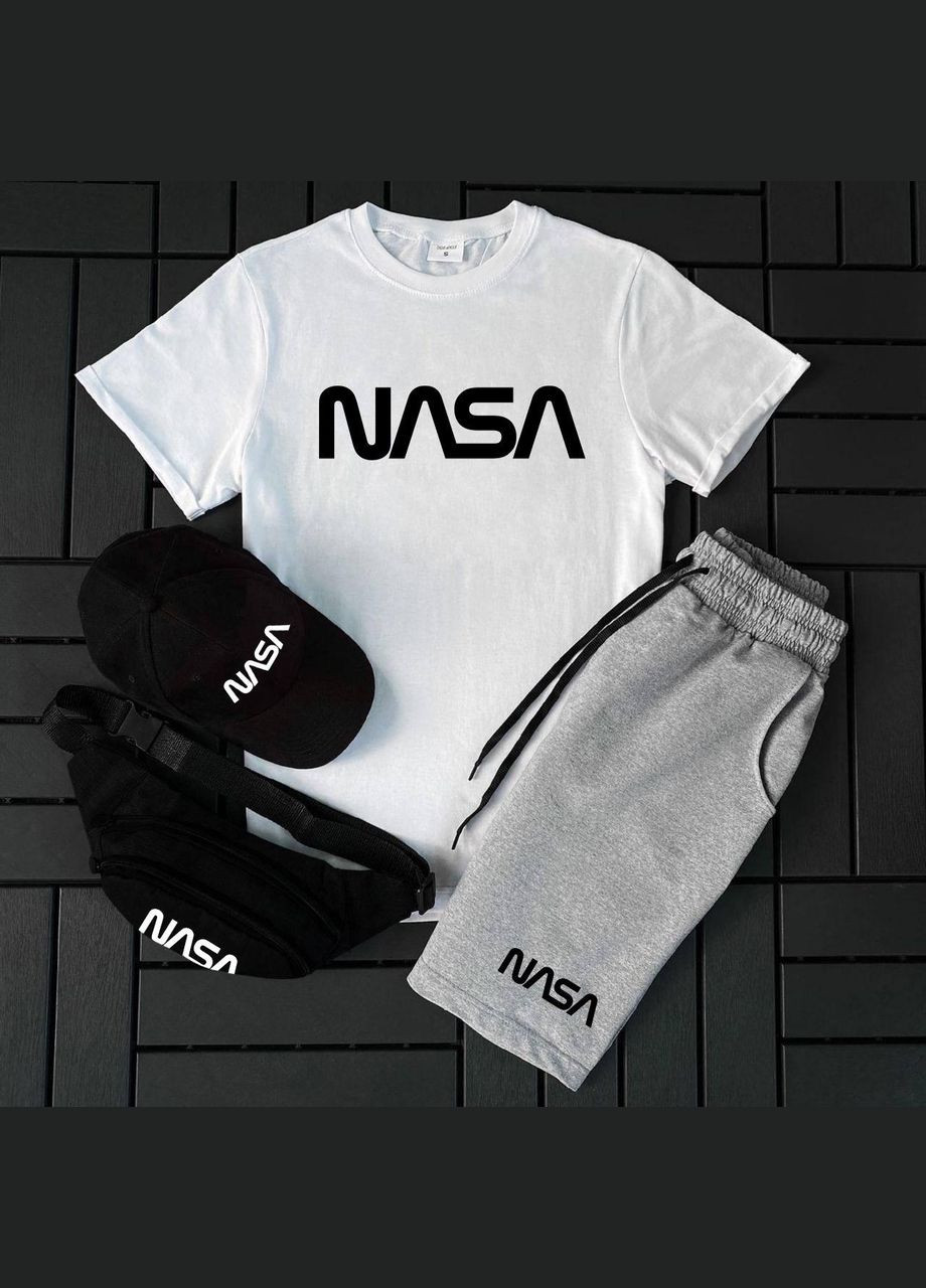 Белый комплект (футболка,шорты,кепка,бананка) No Brand