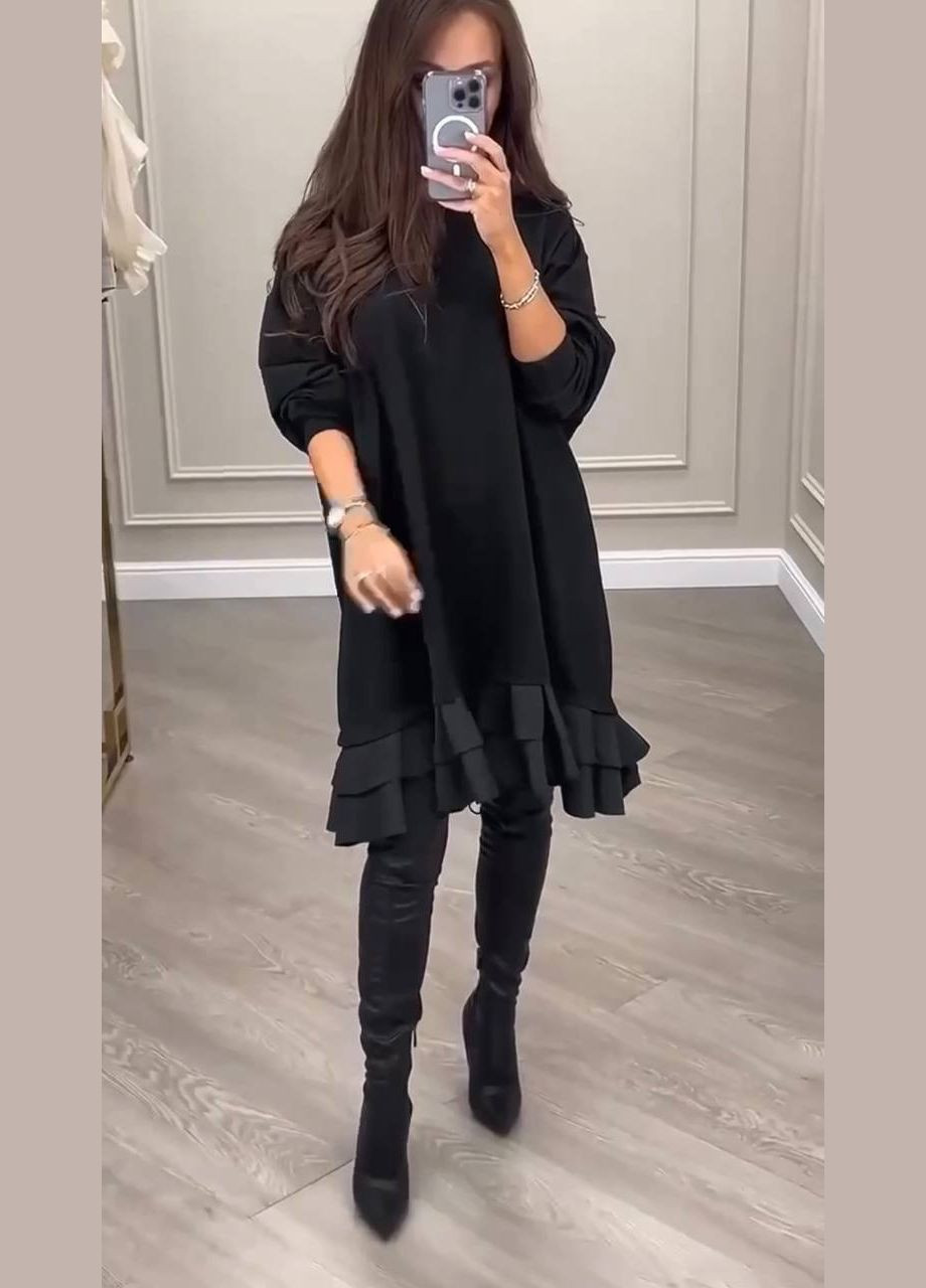 Черное женское платье свободного кроя цвет черный New Trend