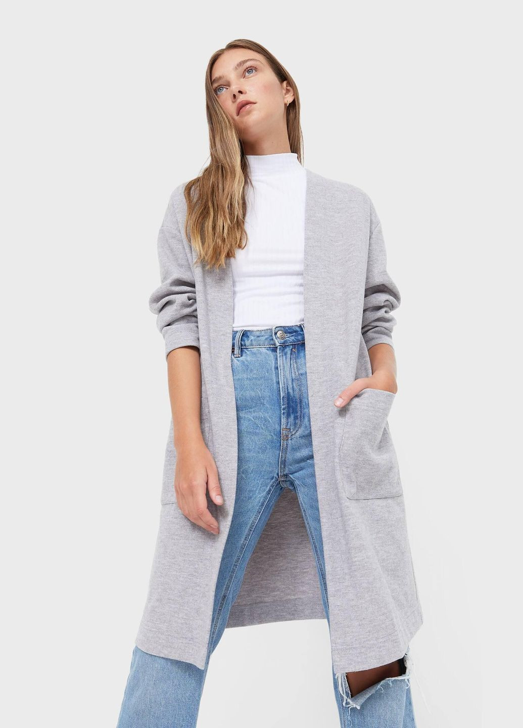 Кардиган демісезон,світло-сірий, Stradivarius (315589800)