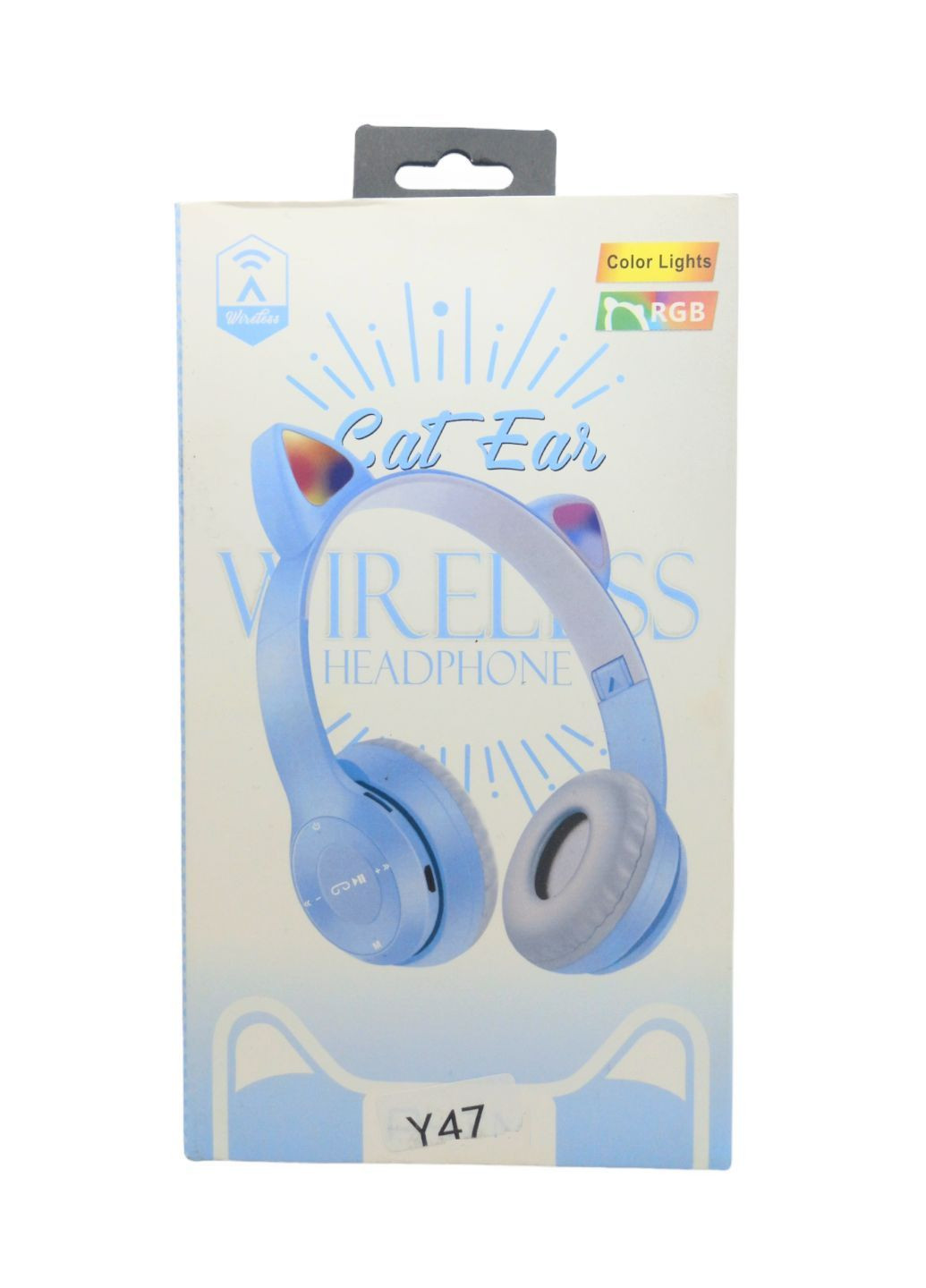 Навушники бездротові Bluetooth з котячими вушками та різнокольоровим LED ЛІД підсвічуванням Y47 слот для картки пам'яті No Brand (283299791)
