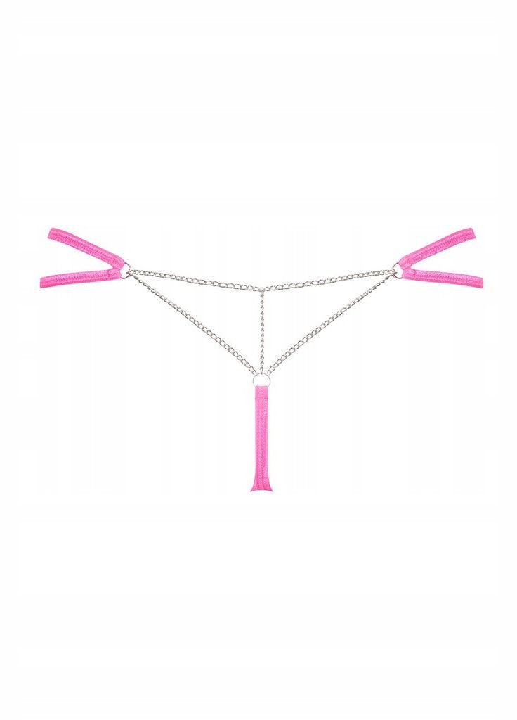 Сексуальні стрінги з ланцюжком Chainty thong pink L/XL Obsessive (303886621)