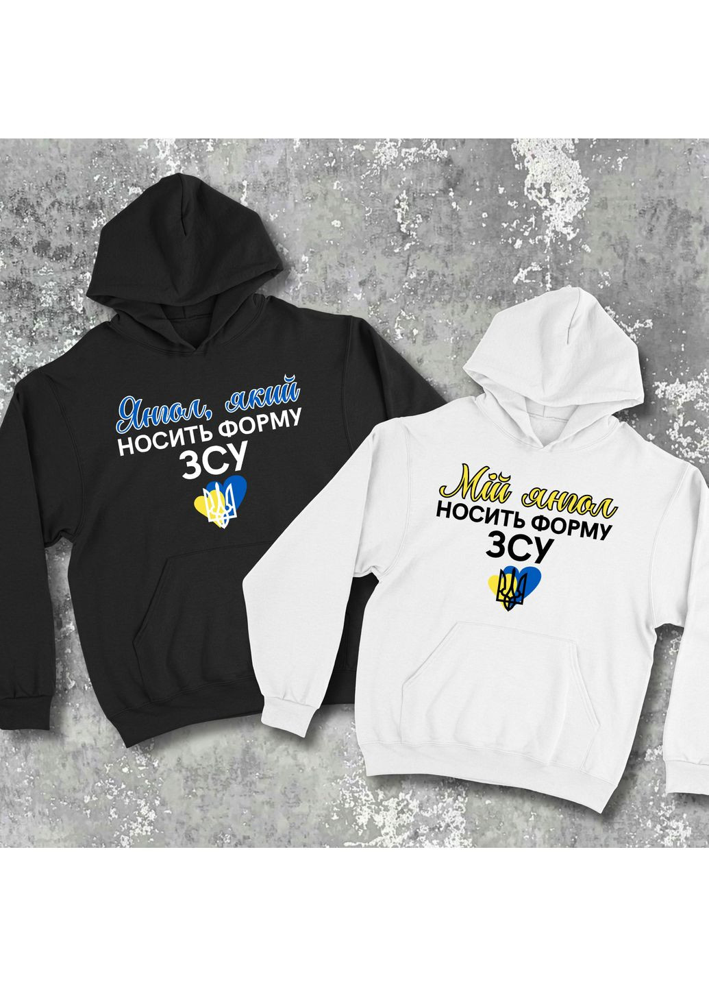 Парні худ з принтом - Янгол, який носить форму ЗСУ! Hand Made (361266886)