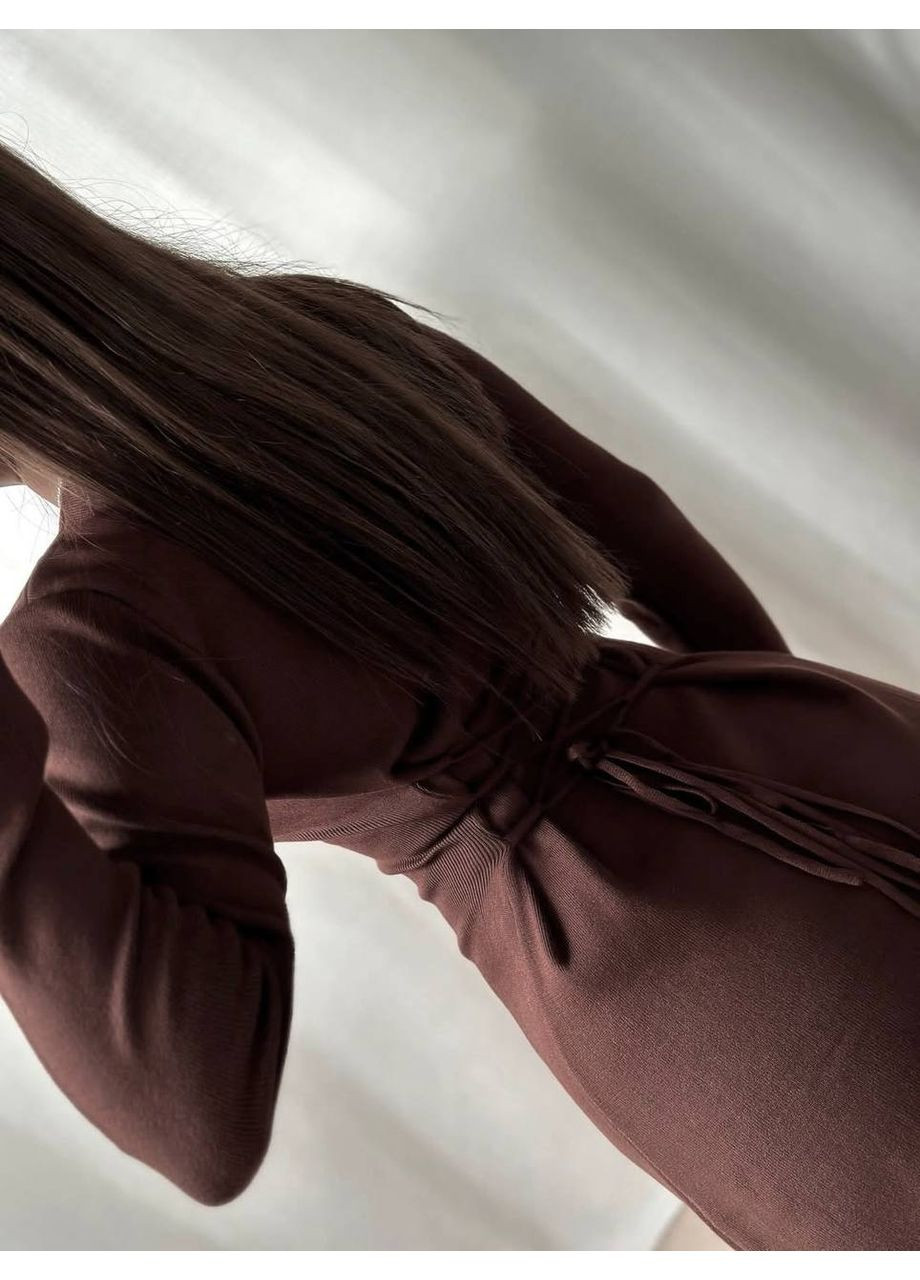 Коричнева святковий тепла ангорова сукня — заміри в описі силуетна DK/DL Мода без кордонів однотонна