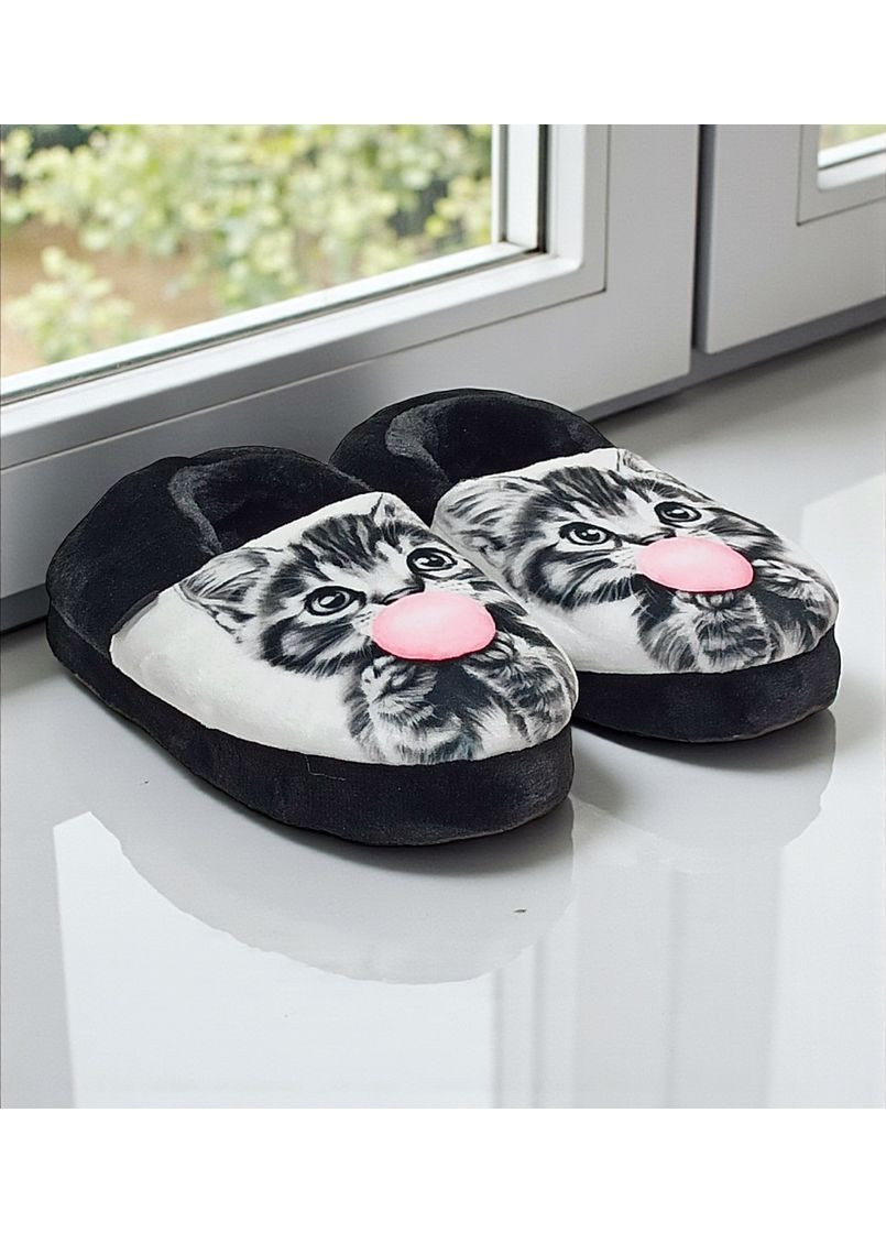 Черные комнатные велюровые домашние тапочки для девочки валди Waldi