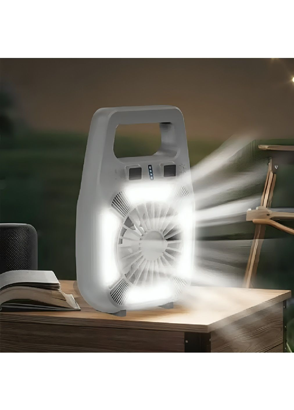 Аккумуляторный вентилятор с фонариком регулировкой скорости индикатором заряда 1800мАч 12х4х18 см (480556-Prob) Серый Unbranded (337415491)