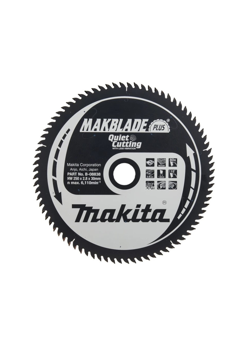 Пиляльний диск MAKBlade Plus B08838 (250x30 мм, 80 зубів) по дереву (6506) Makita (295034653)