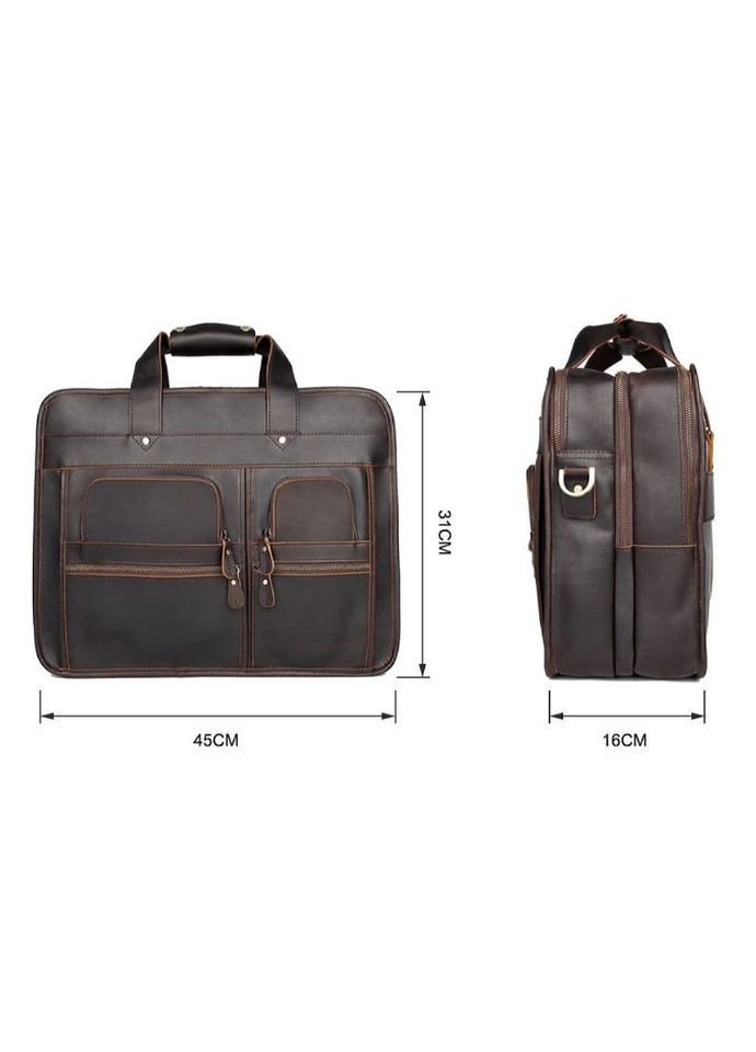 Велика сумка для ноутбука 15" 17" 19" зі шкіри crazy horse 7387R-1 John McDee (329151084)