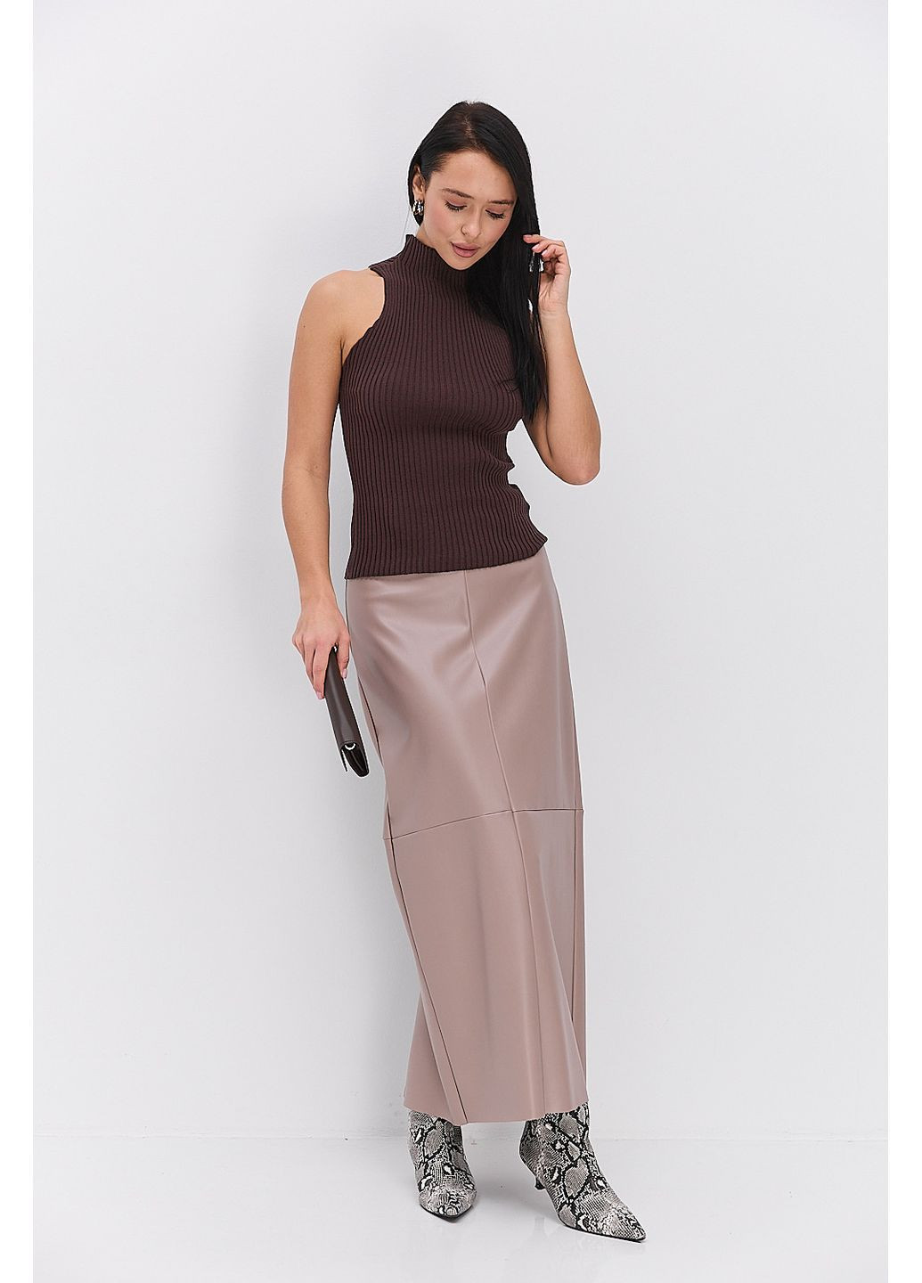 Жіночий вязаний топ без рукавів темно-червоний Arjen — 370602281