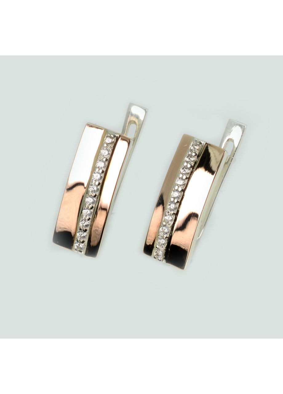 Срібні сережки з золотими пластинами Silver Style (366813864)