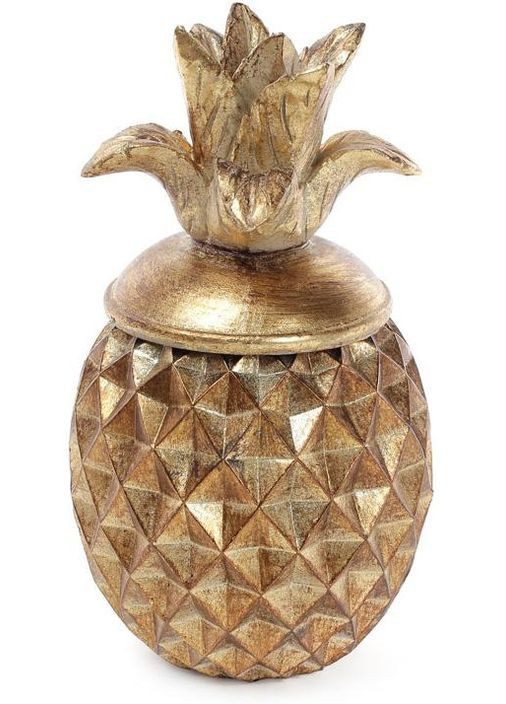 Декоративна скринька Adeola Ананас 26см для зберігання прикрас та дрібниць полістоун золота антична стиль Bona (368979590)