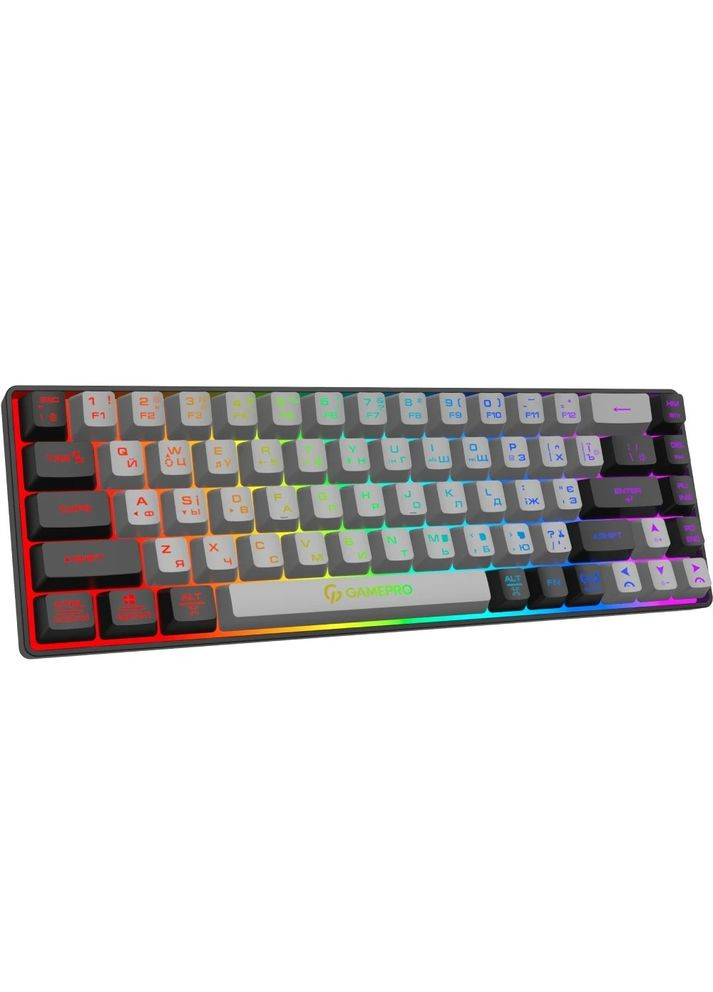 Клавиатура беспроводная GK935, Grey, USB 2.4 GHz, мембранная, RGB-подсветка, 68 кнопок, 1.5 м, UK/EN GAMEPRO (360400240)