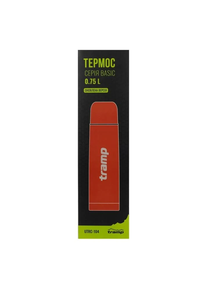 Термос Basic UTRC-104 (0,75л), червоний, нержавіюча сталь, 292x82 мм, вакуумна ізоляція, кришка-чашка Tramp (396848035)