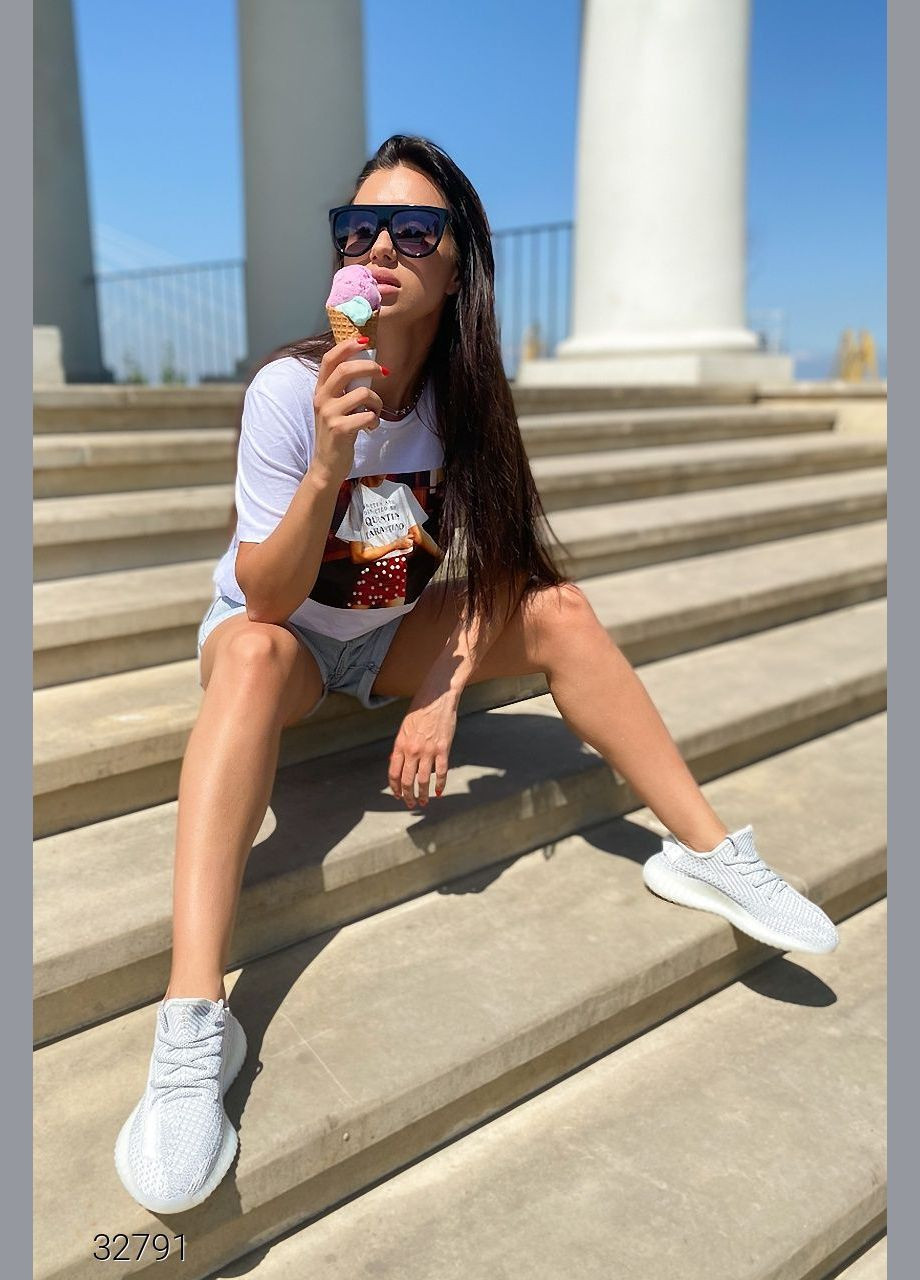 Кроссовки из трикотажа со шнуровкой Liton серые демисезоны (303699144)