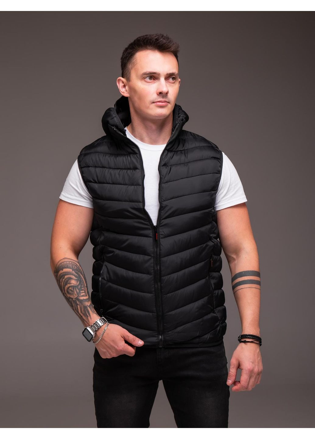 Жилет мужской утепленный съемный капюшон No Brand (362234406)