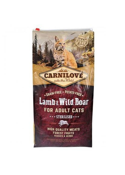 Сухий корм Cat Sterilised для стерилізованих котів, ягня та кабан, 6 кг (*) Carnilove (323219679)