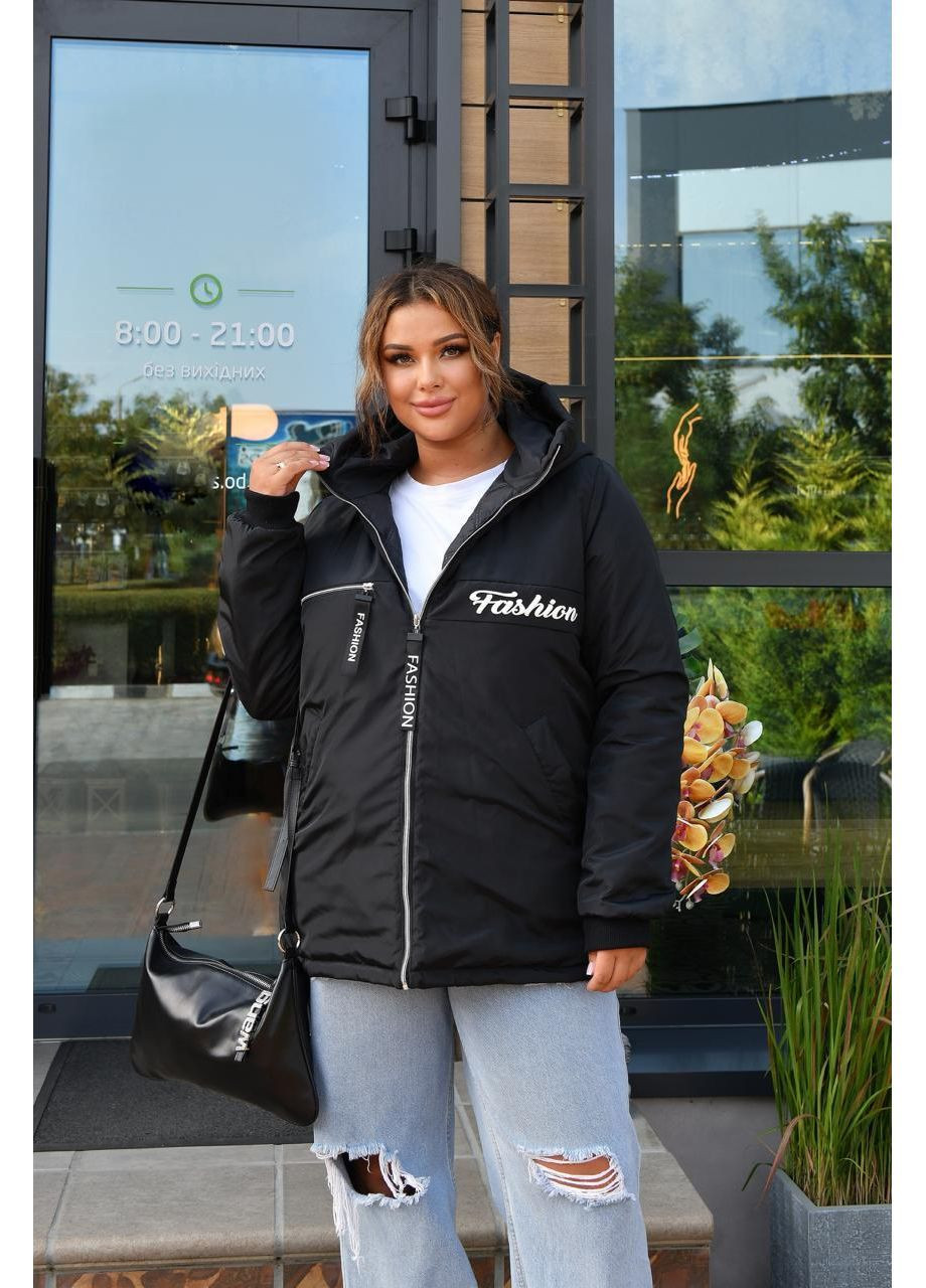 Чорна демісезонна жіноча демісезонна куртка на синтепоні No Brand