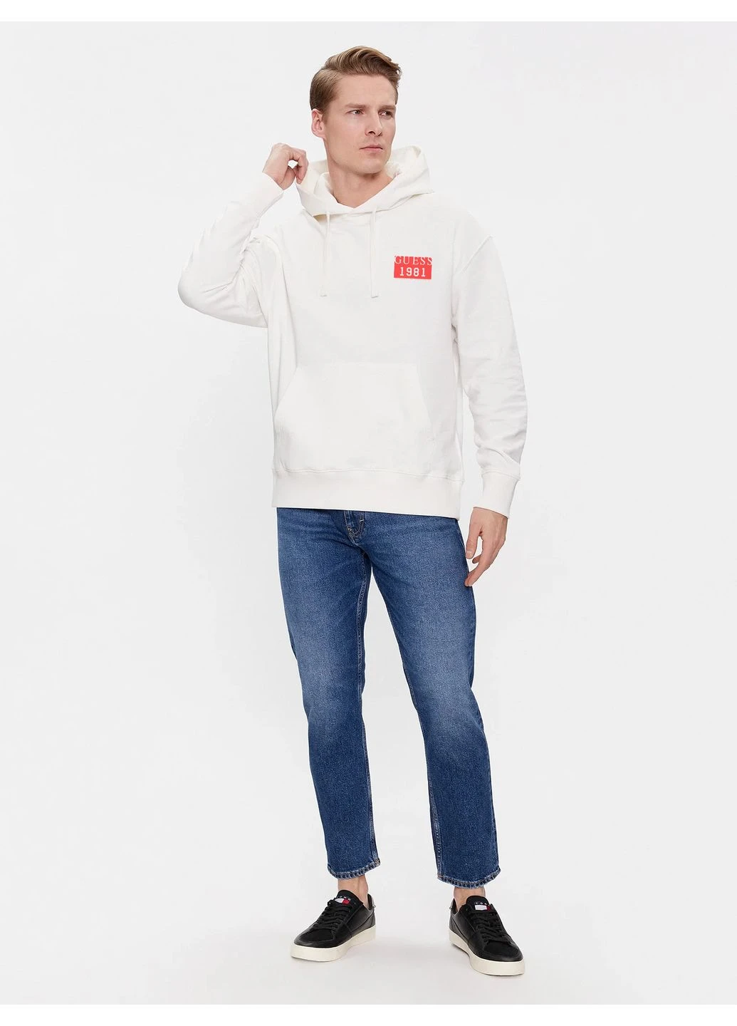 Чоловічий худі на флісі з принтом N44 White No Brand (389097471)