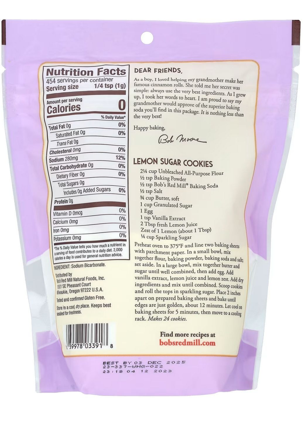 Пищевая сода для выпечки, 454 г - качество премиум, экологически чистое, для кулинарии и быта Bob's Red Mill - (362354987)