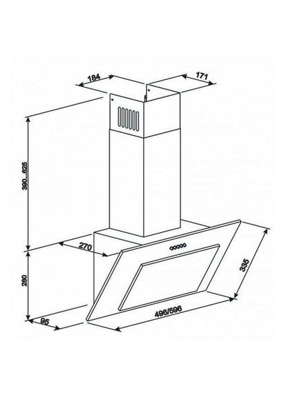 Вытяжка наклонная Vertical 700 60 BL ELEYUS (314864465)
