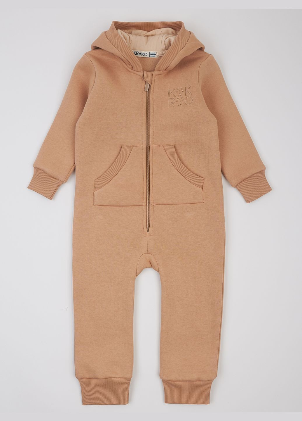 Комбинезон утеплённый для малышей с открытыми ножками с капюшоно бежевый KRAKO (314853966)