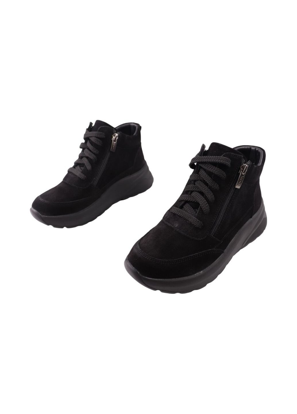 ботинки женские на платформе черные натуральная замша Kento