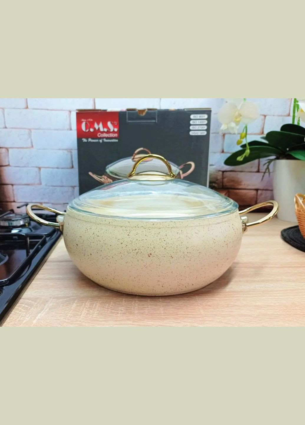 Кастрюля O.M.S. Collection 3141 с гранитным покрытием с крышкой 20 см 2,5 л Слоновая кость (Турция) No Brand (317185929)