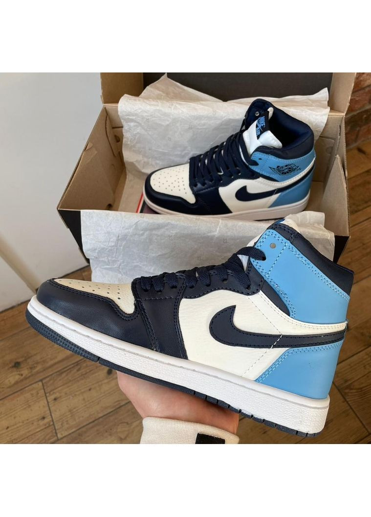 КРОССОВКИ ЖЕНСКИЕ NIKE AIR JORDAN 1 RETRO HIGH PATENT BLUE TOE V2 НАЙК АИР ДЖОРДАН No Brand белые демисезоны (367167085)