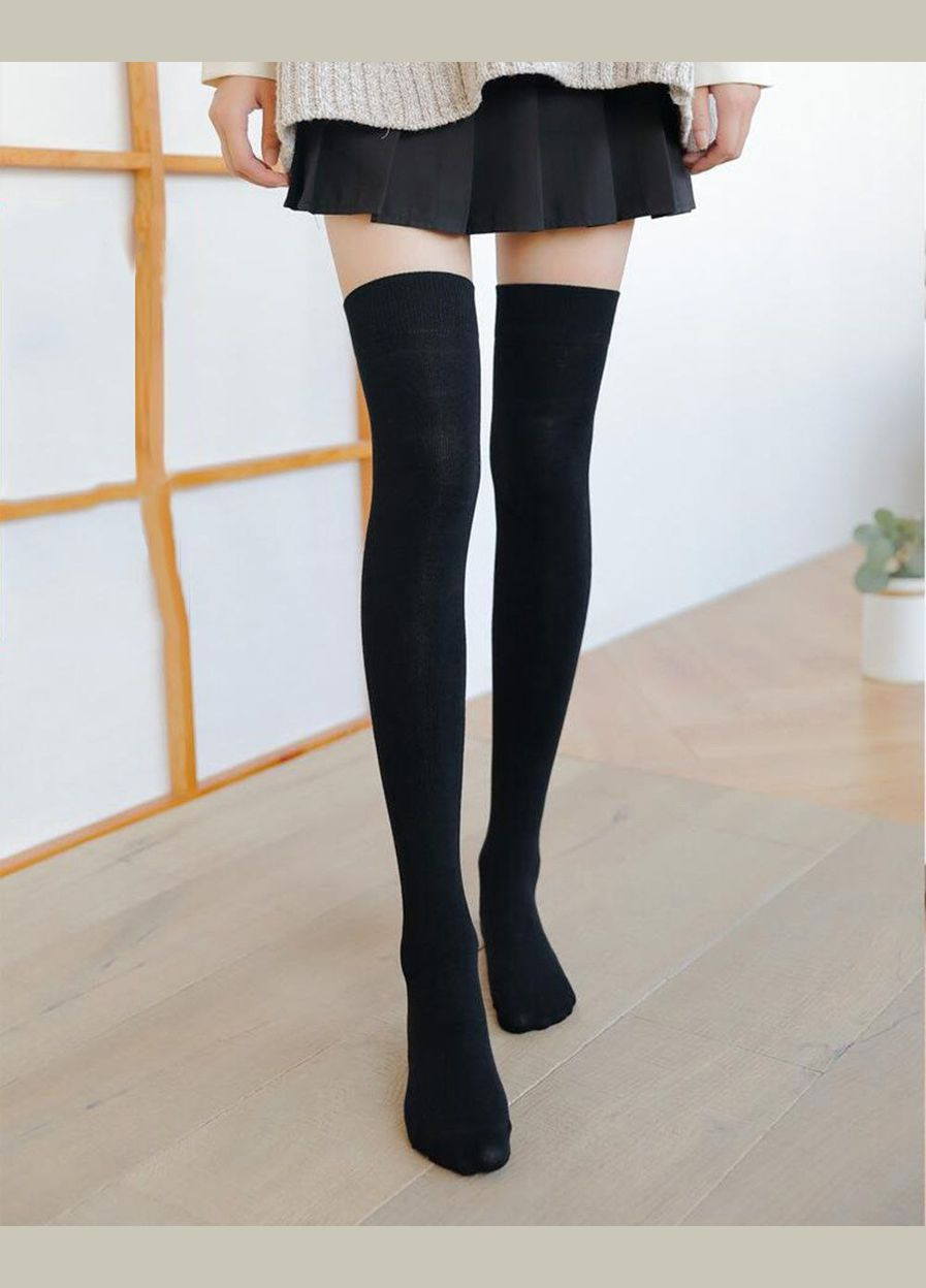 Заколенники высокой плотности хлопковые чулки высокой плотности на каждый день No Brand Заколенівки високі повсякденні чорні (346123682)