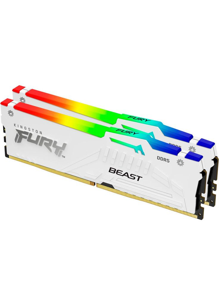 Модуль пам'яті для комп'ютера DDR5 64GB (2x32GB) 5600 MHz Beast White RGB Fury (ex.HyperX) (KF556C36BWEAK2-64) Kingston (323013951)