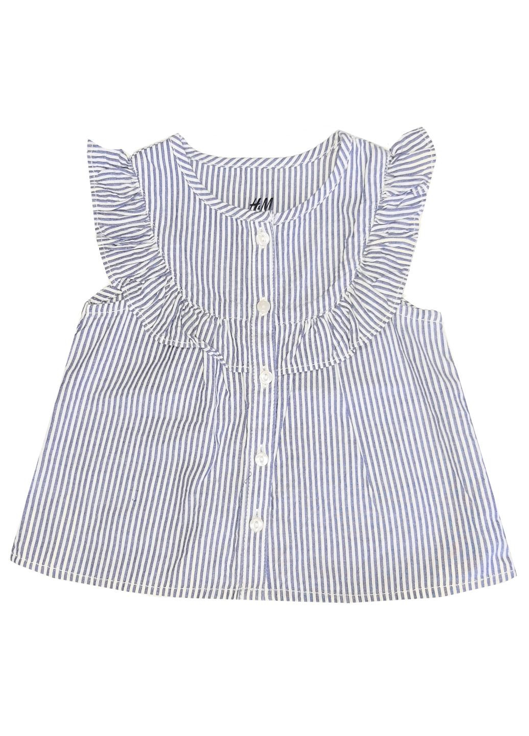 Блузка бавовняна для дівчинки 0574282001 блакитний H&M (264640660)