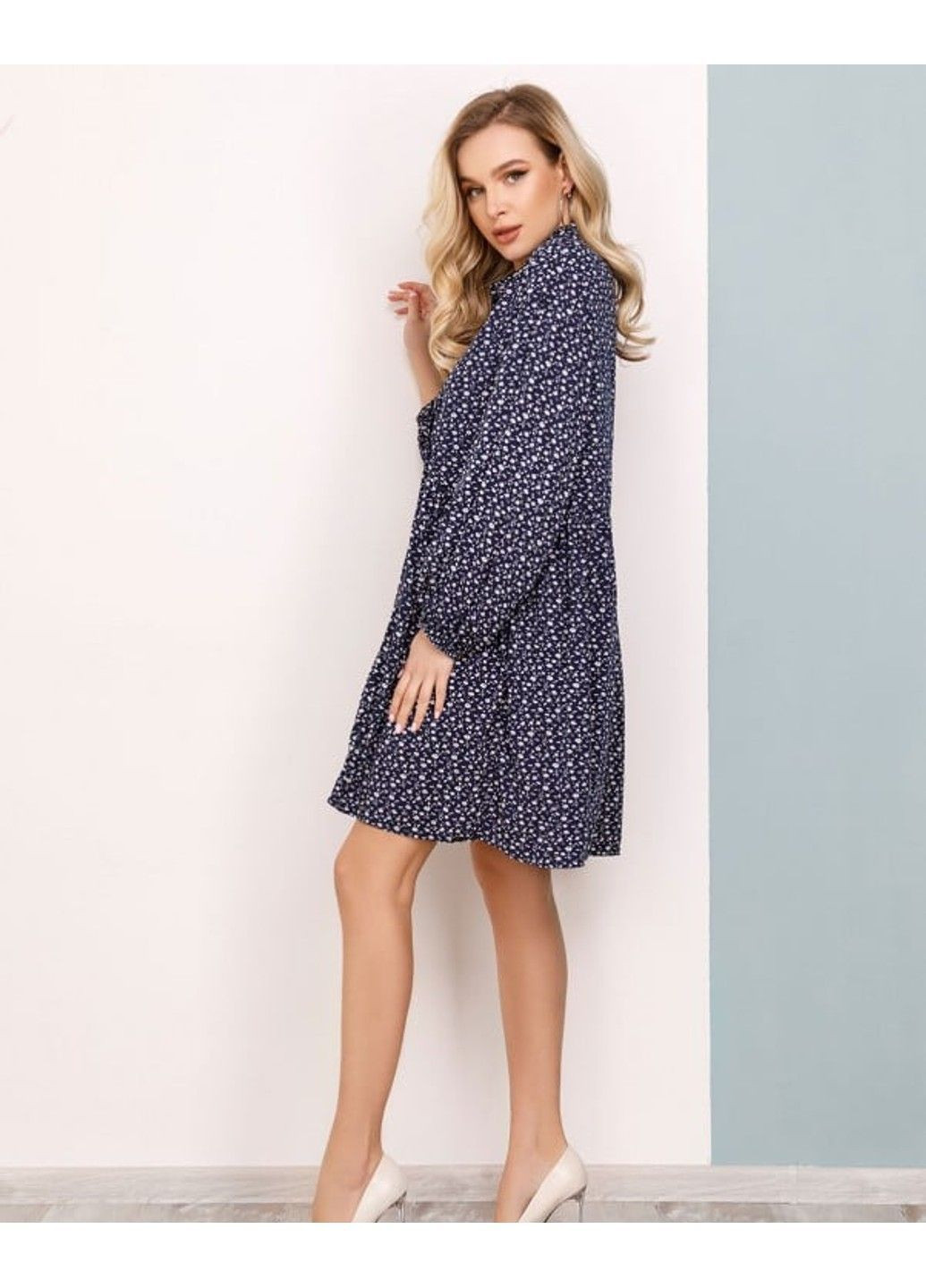 Синее повседневный платье sa-150 s темно-синий ISSA PLUS