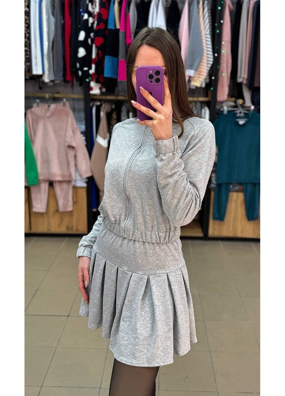 Костюм (бомбер, спідниця), колір Сірий No Brand (361120248)