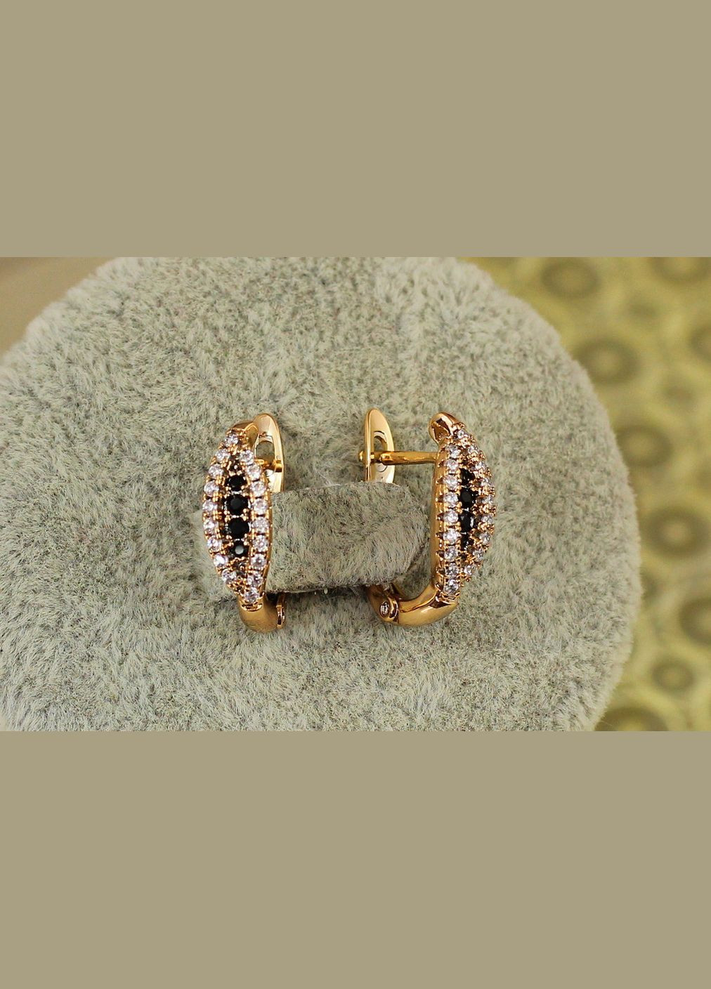 Серьги Стручок с черными и белыми камнями 1,6 см золотистые Xuping Jewelry (316433318)